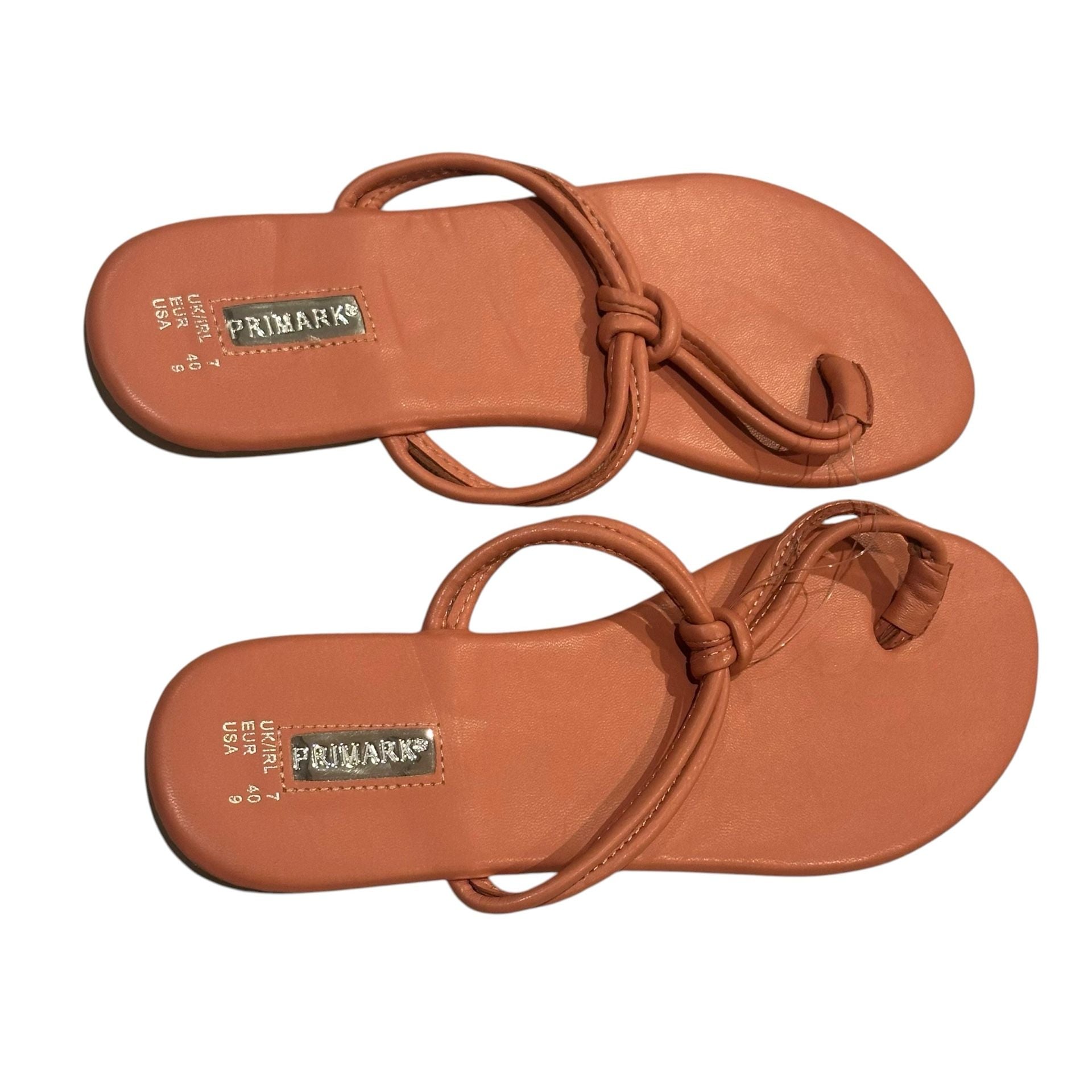 Primark Flat Sandals Size 9 Coral Thong Toe Ring Slip-On 7