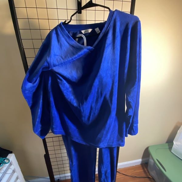 D&Co Active Velour Lounge Set Size XL Blue Top and Pants