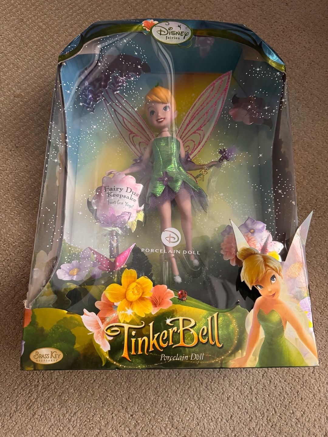 Disney Fairies Tinker Bell Porcelain Doll Brass Key Keepsake 2008 1