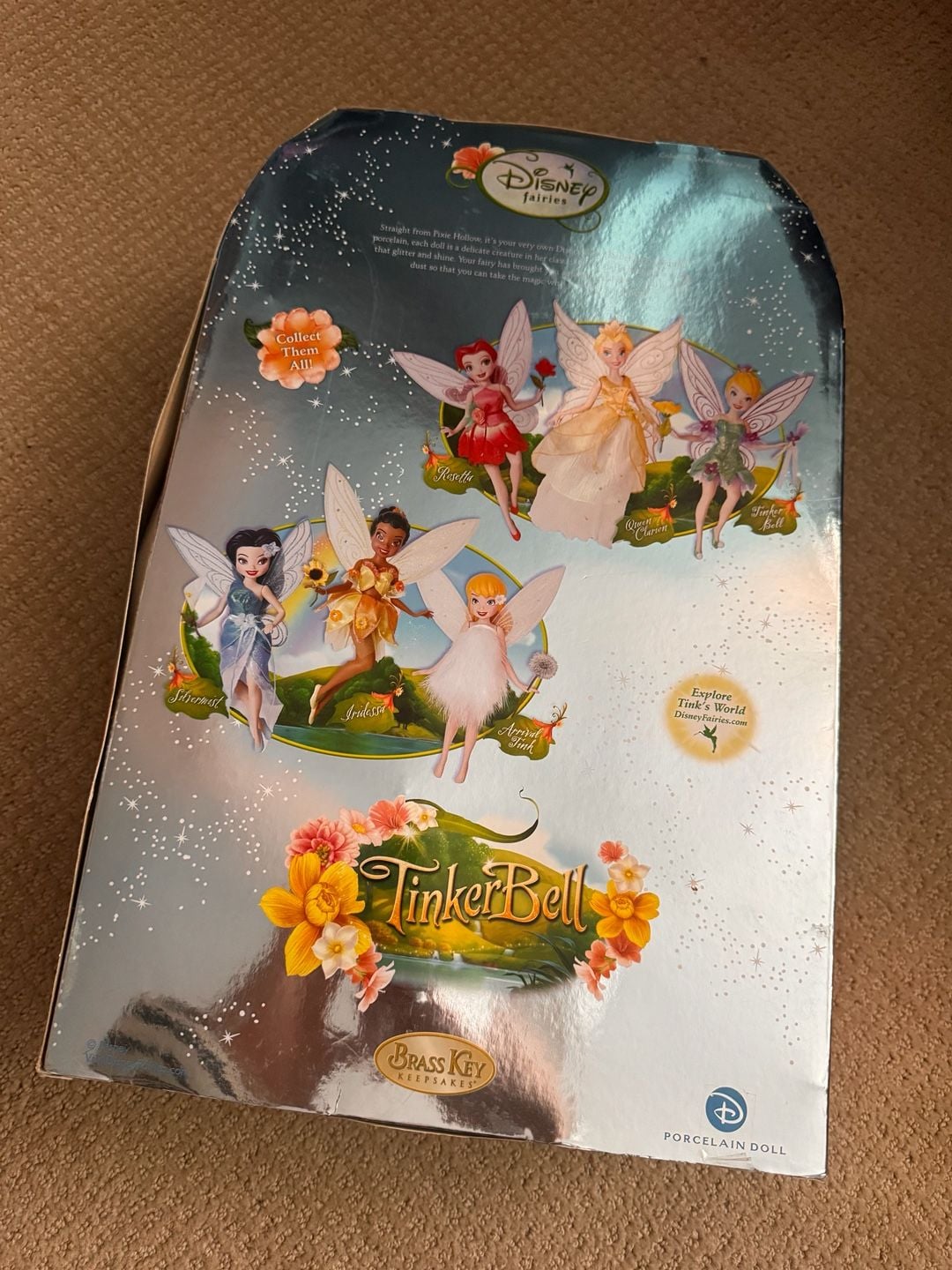 Disney Fairies Tinker Bell Porcelain Doll Brass Key Keepsake 2008 3