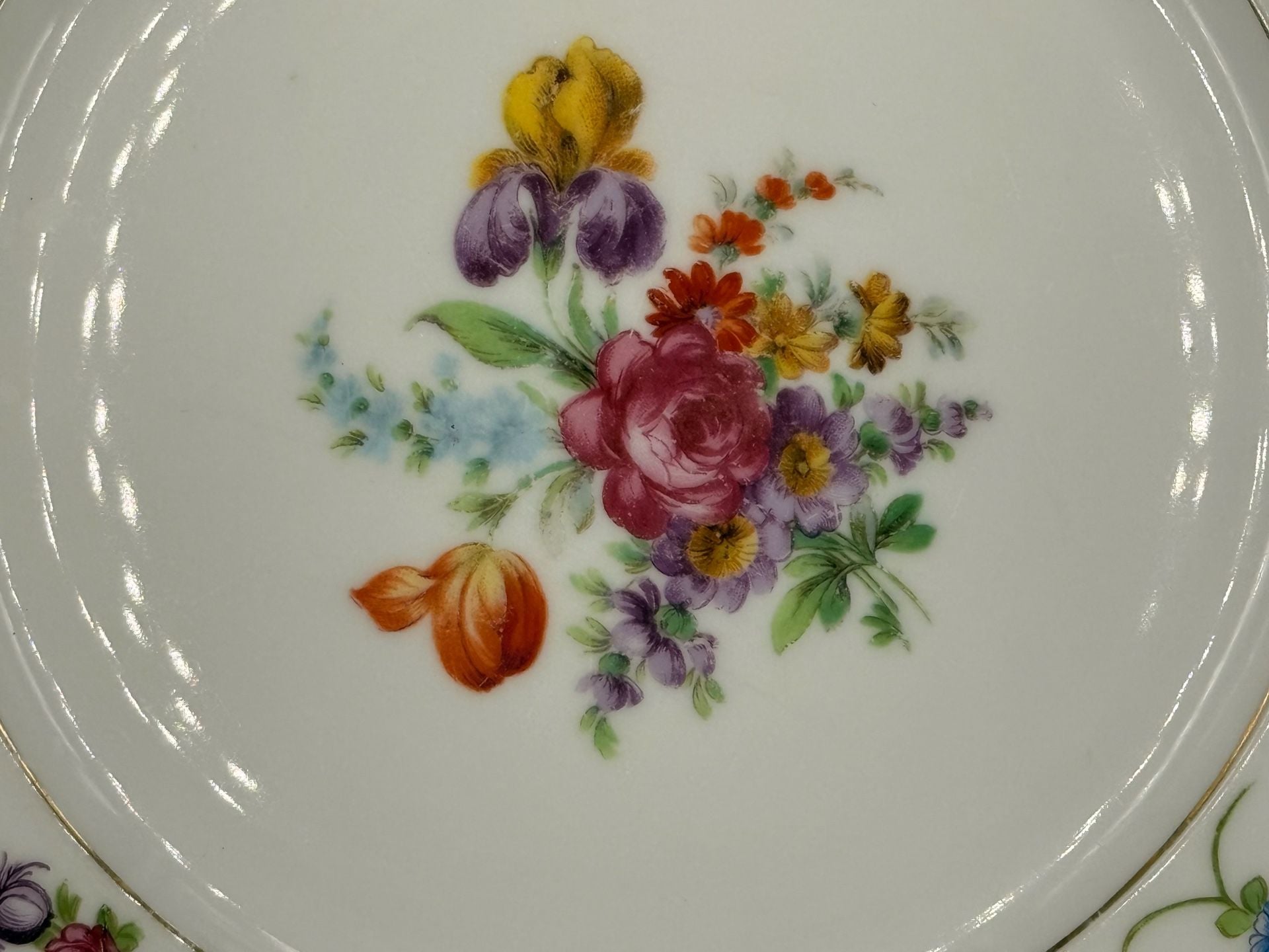 Epiag Czechoslovakia Porcelain Floral Garland Bouquet Gold Trim Salad Plate 2
