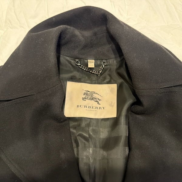 BURBERRY LONDON WOMENS. WOOL CASHMERE BLEND PEACOAT BLACK JACKET SZ MEDIUM