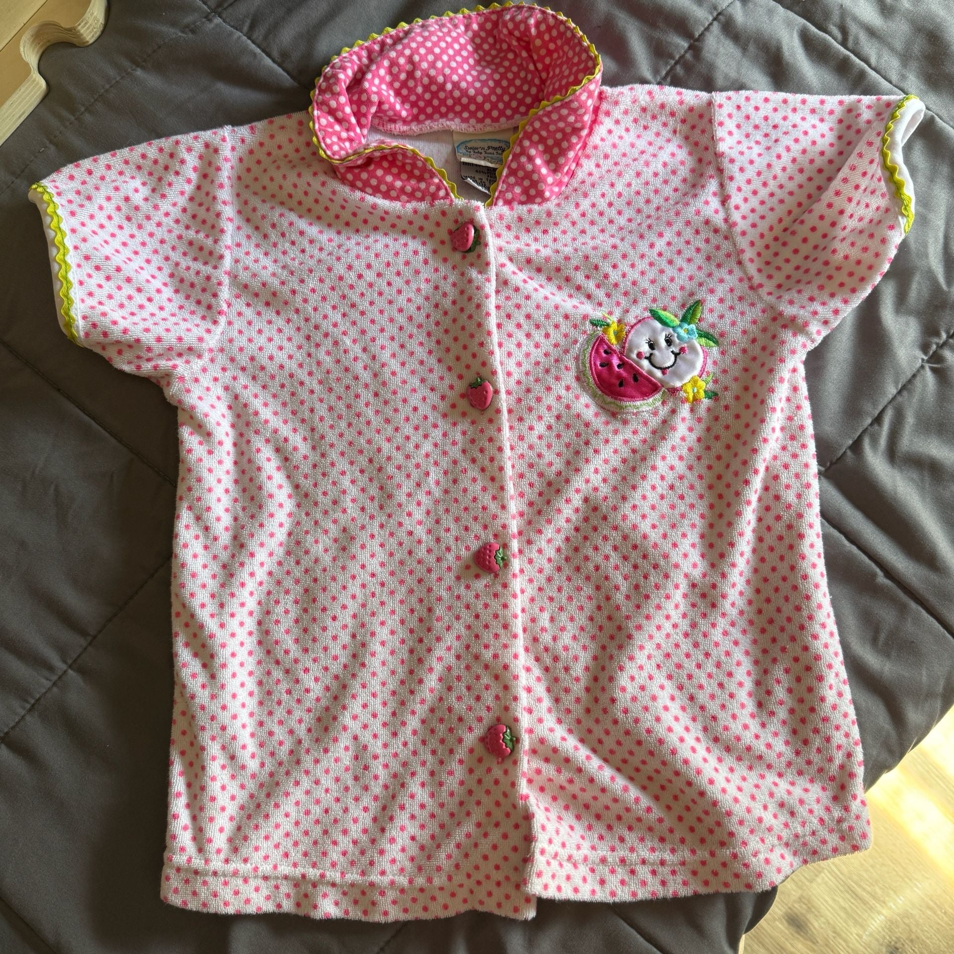 Swim'n Pretty Toddler Size 4T Polka Dot Watermelon Bath Robe 2