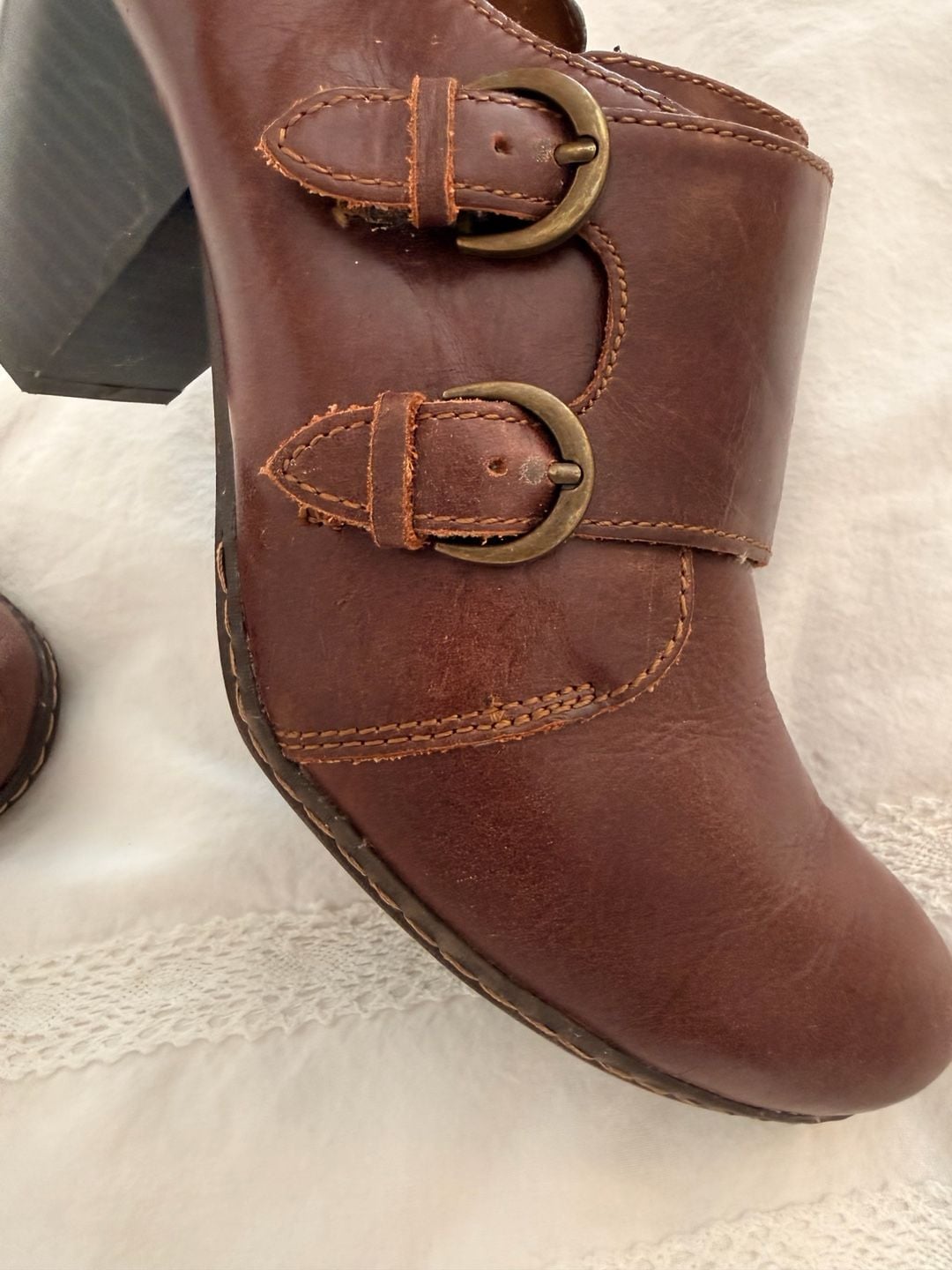 B.O.C Born Concept Brown Leather Buckle Ankle Boots Booties  7