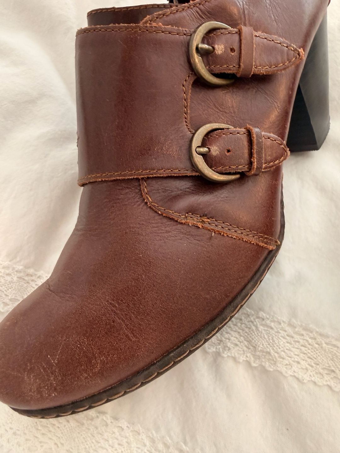 B.O.C Born Concept Brown Leather Buckle Ankle Boots Booties  8