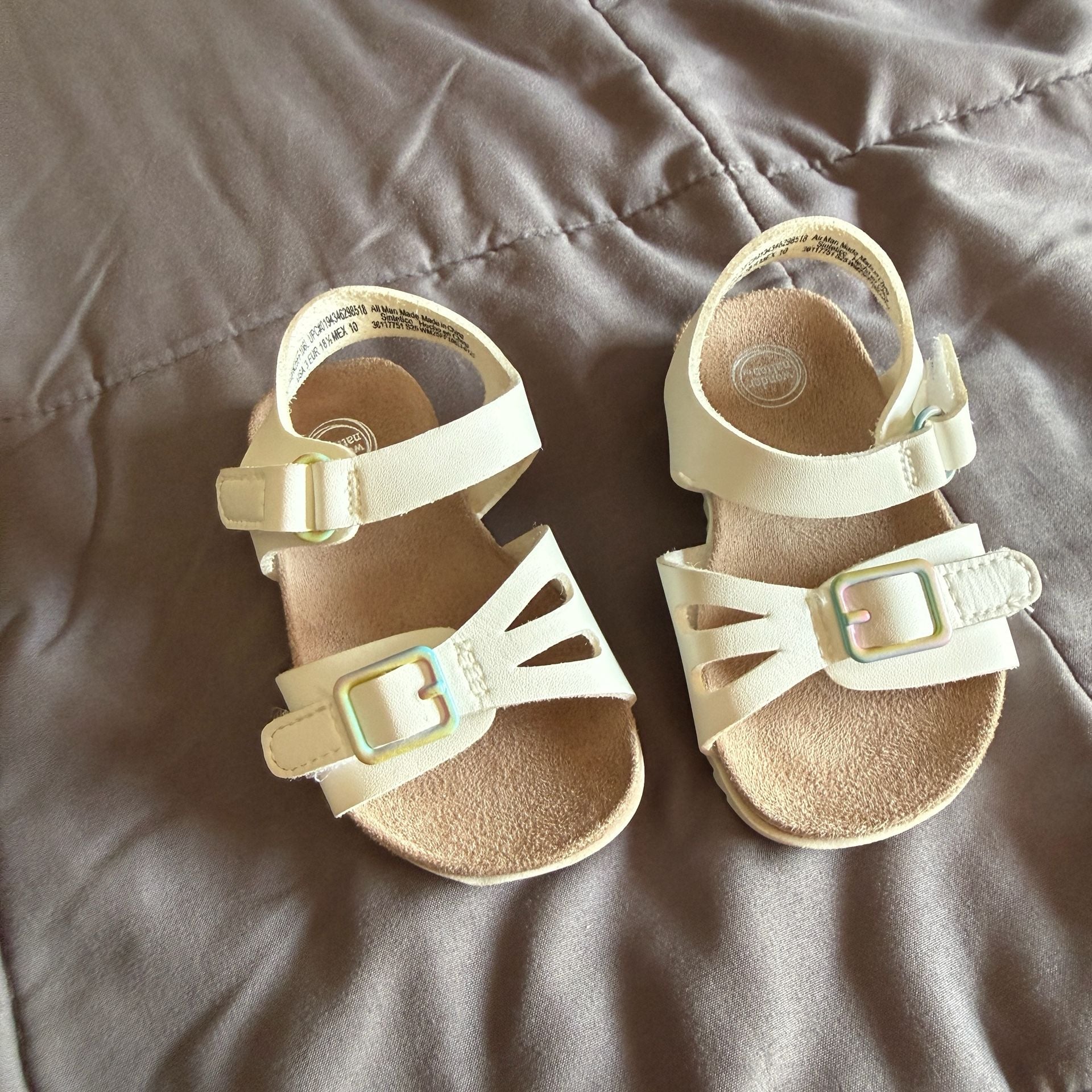 Wonder Nation Sandals Baby Size 3 White Leather 2