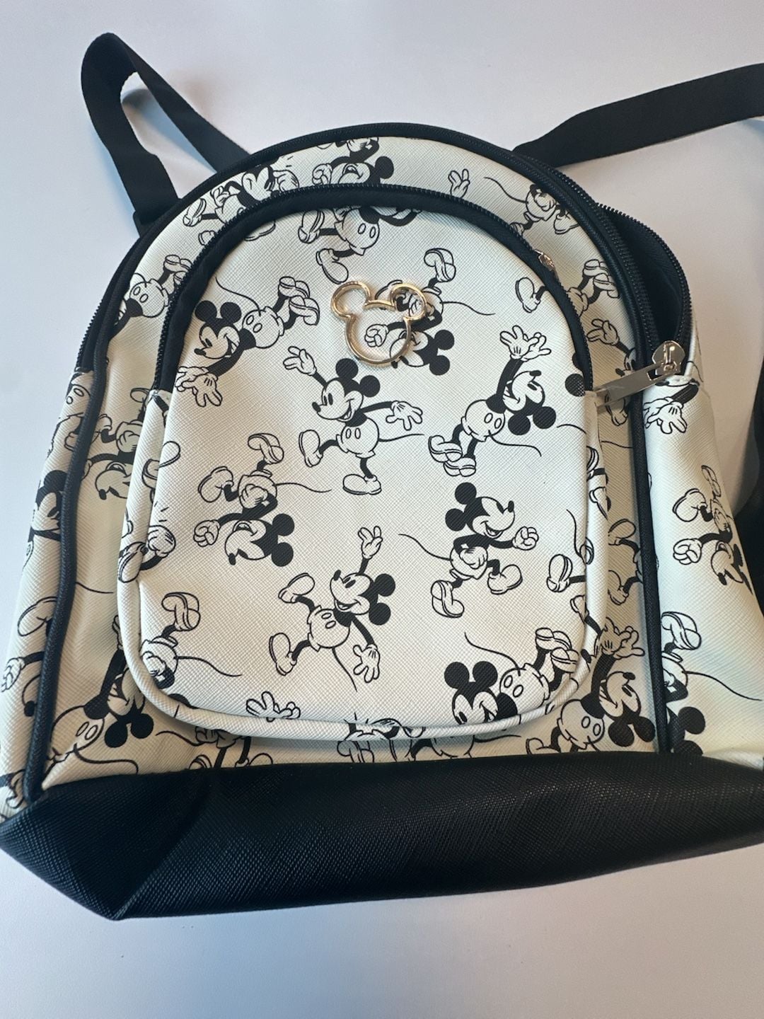 Disney Mickey Mouse Mini Backpack White Black Print 6