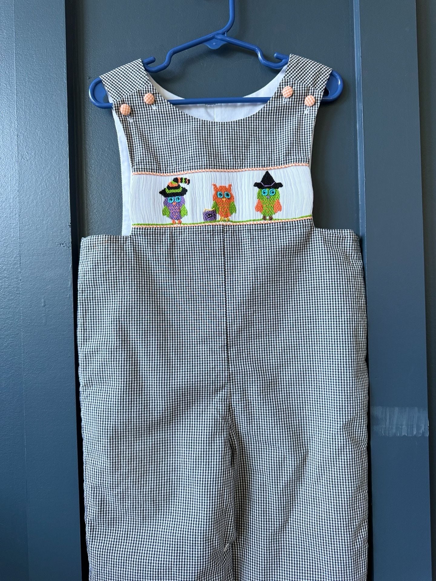 Stellybelly Smocked Halloween owl Jon Jon Size 18M 2