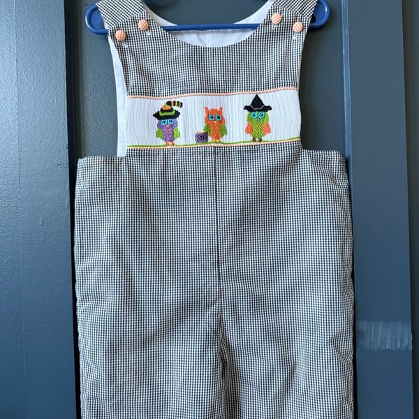 Stellybelly Smocked Halloween owl Jon Jon Size 18M