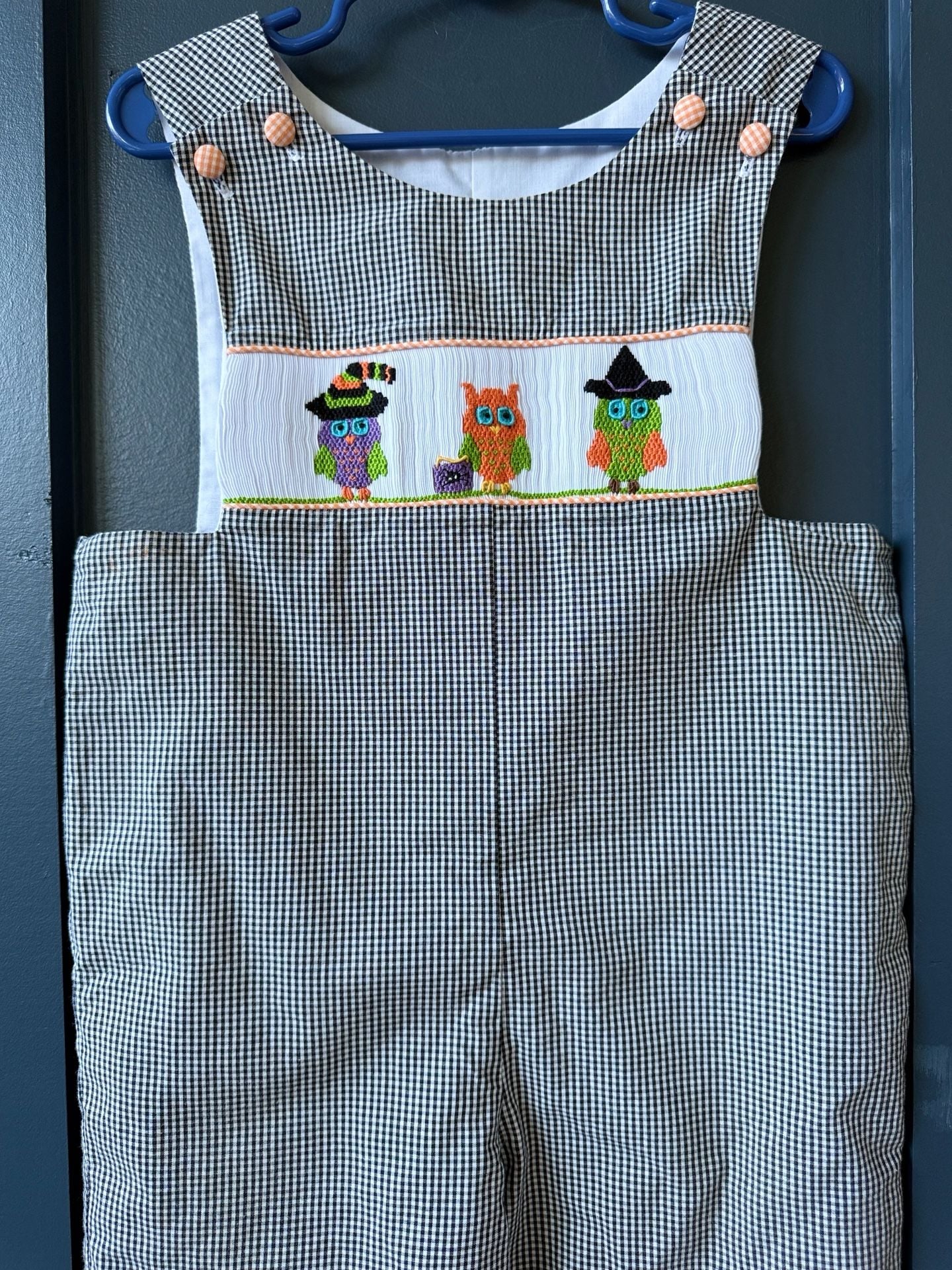 Stellybelly Smocked Halloween owl Jon Jon Size 18M 3