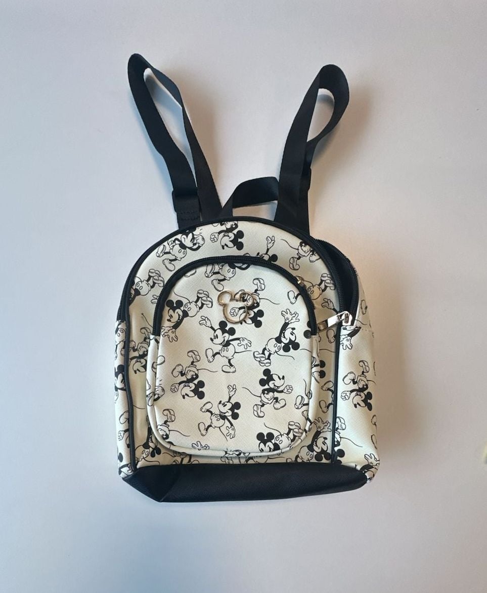 Disney Mickey Mouse Mini Backpack White Black Print 2