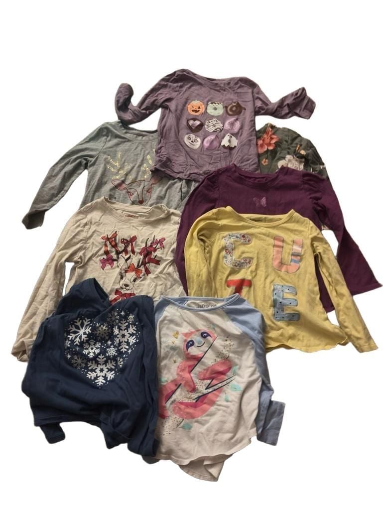 Girls Long Sleeve Shirts Lot of 8 Assorted Graphic Tops 1