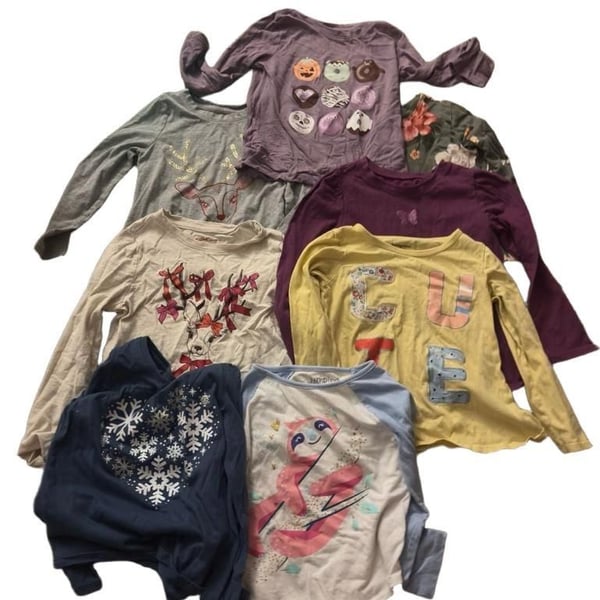 Girls Long Sleeve Shirts Lot of 8 Assorted Graphic Tops