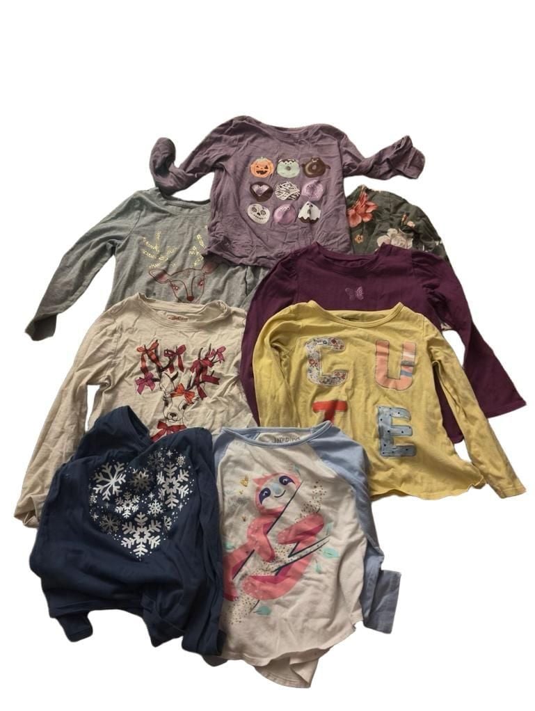 Girls Long Sleeve Shirts Lot of 8 Assorted Graphic Tops 2