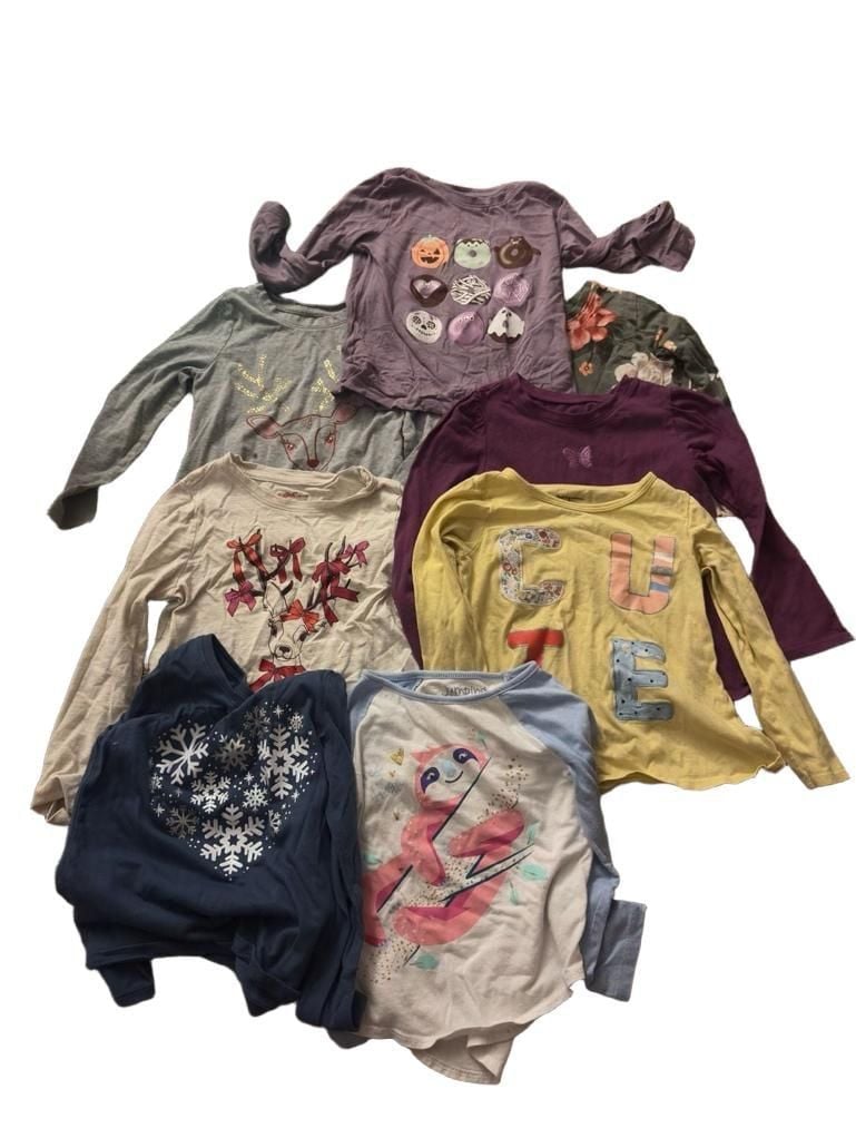 Girls Long Sleeve Shirts Lot of 8 Assorted Graphic Tops 3
