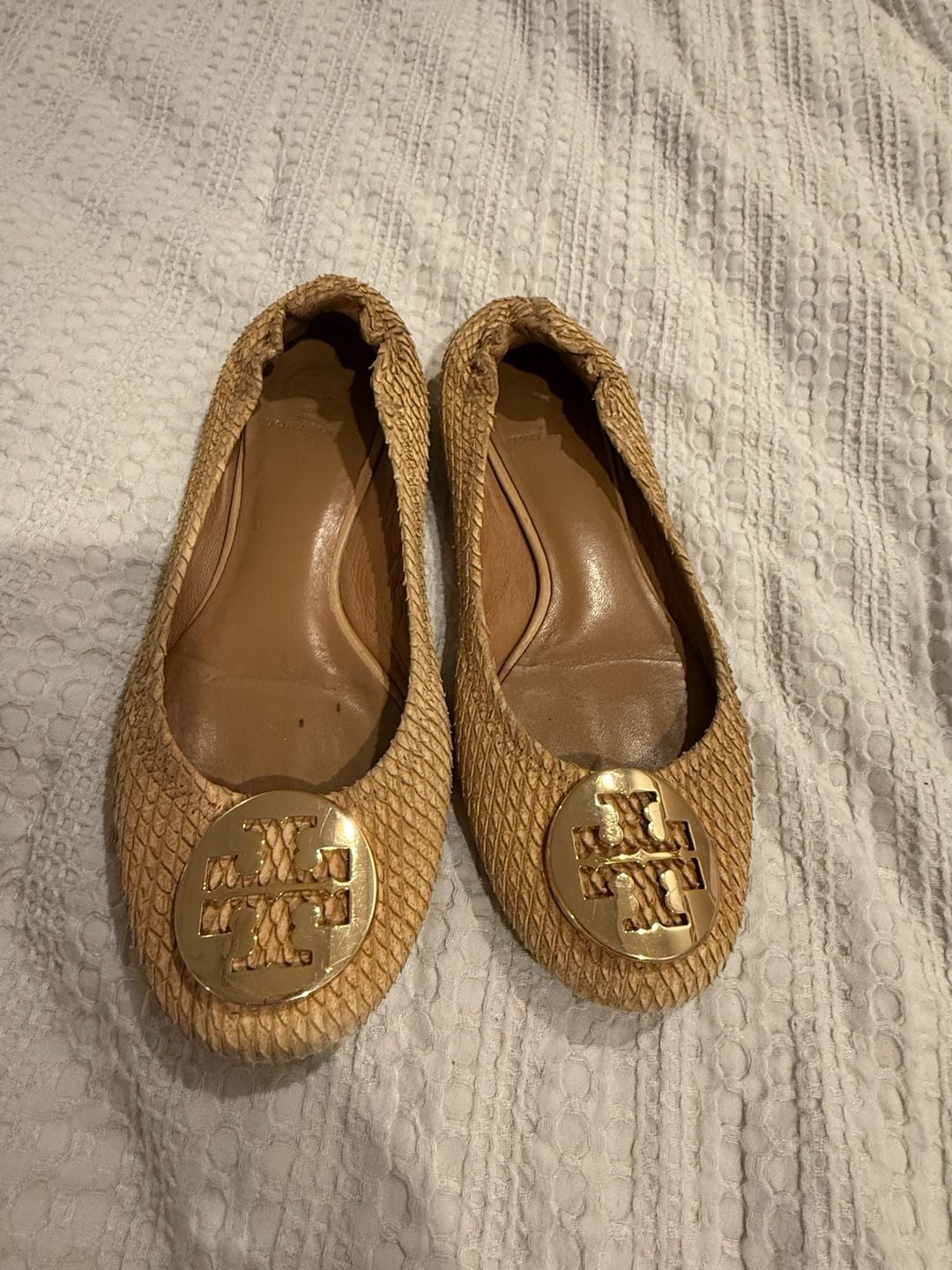 Tory Burch Logo Snake Embossed Leather Ballet Flats 2