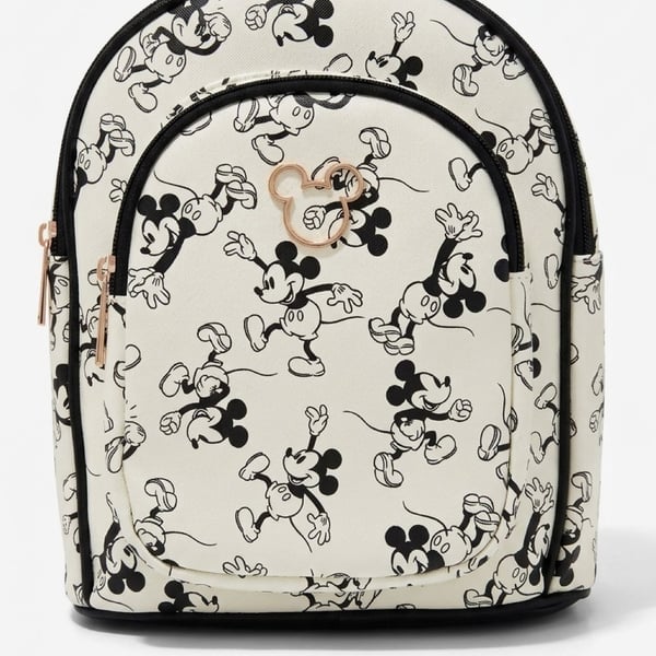 Disney Mickey Mouse Mini Backpack White Black Print