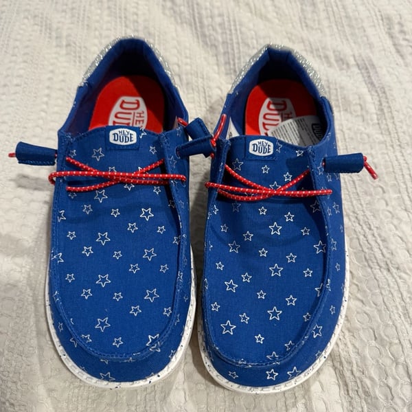 Hey Dude Wendy Funk Retro Americana Size W8 Blue Shoes