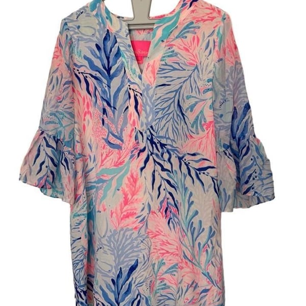 Lilly Pulitzer Elenora Silk Dress Size S Kaleidoscope Coral NWOT