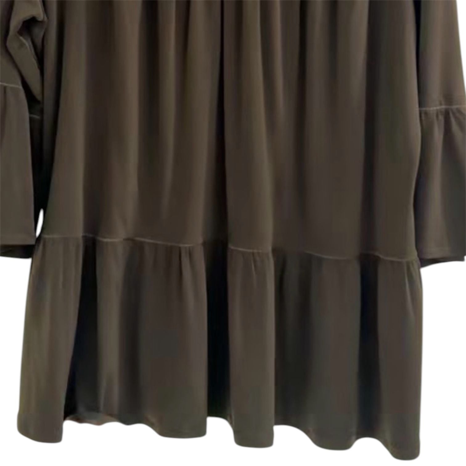 Eva Varro Slinky Knit Tiered Tunic Keyhole Top Bell Sleeve Chocolate Brown XL 4
