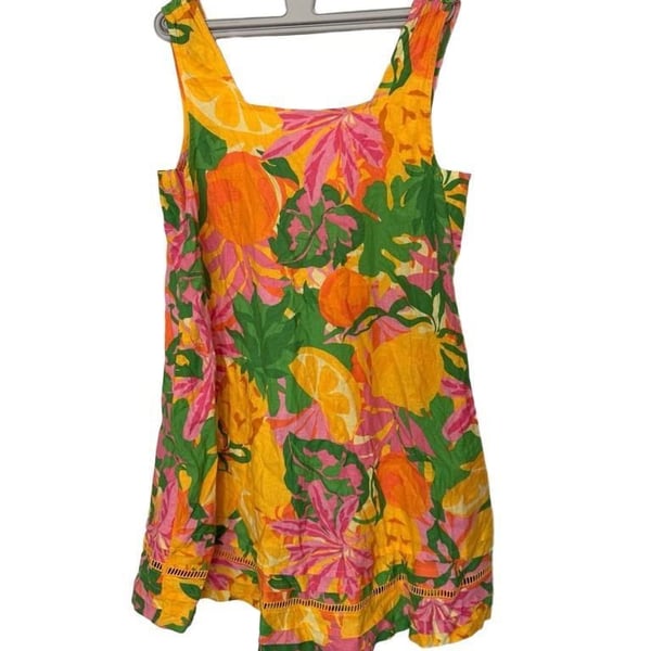 C&C California Citrus Floral Linen Dress Size M