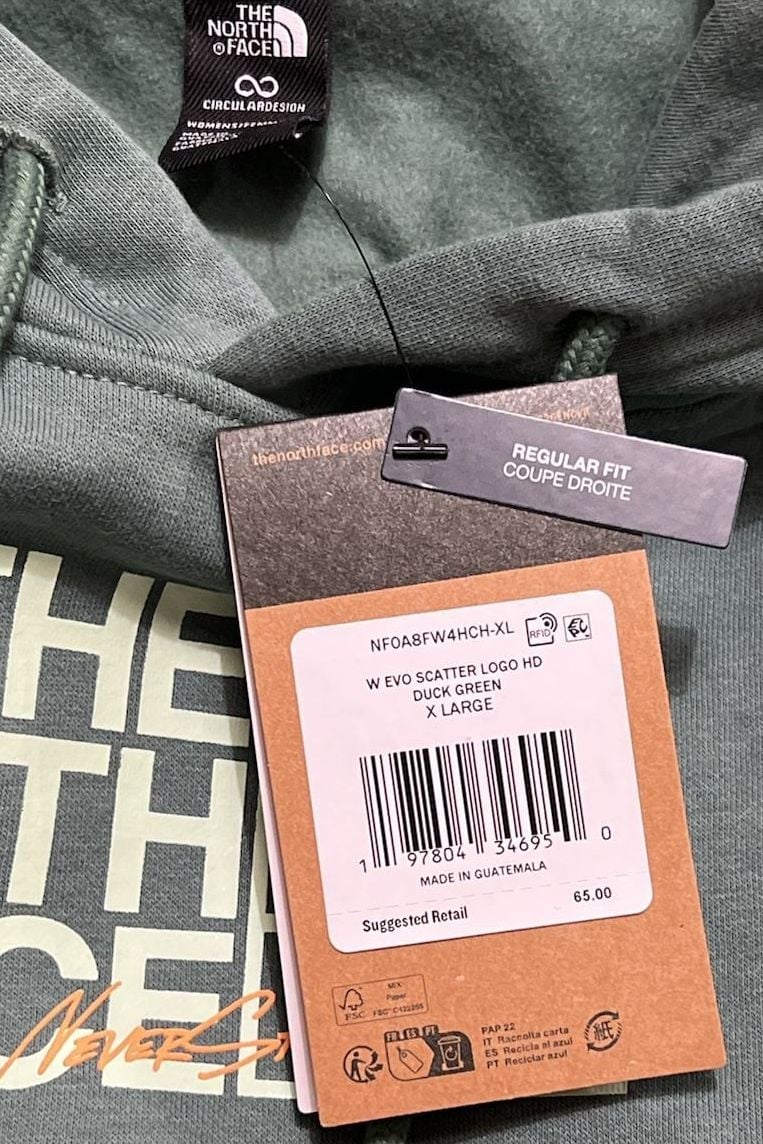 The North Face Evo Scatter Logo Hoodie Size XL Duck Green 5