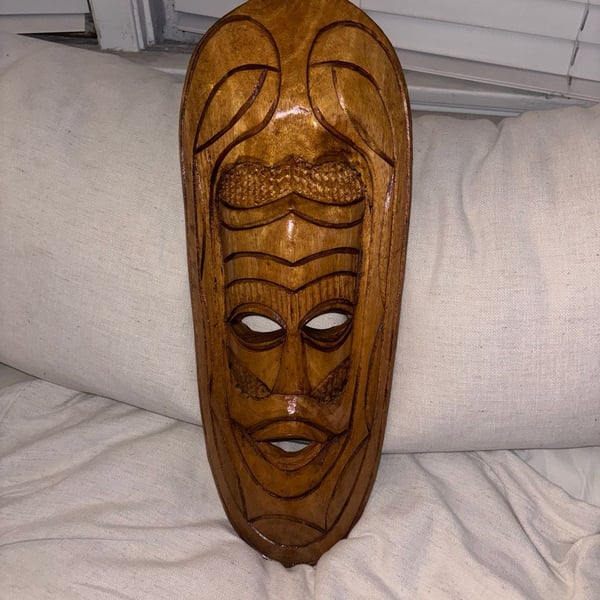 Handmade Wooden African Tribal Mask Wall Hanging Art Decor