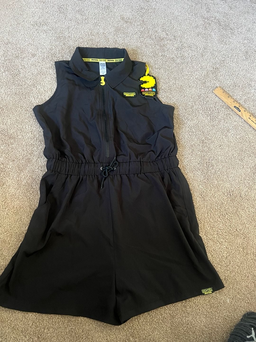 Justice Pac-Man Sleeveless Romper Size XL Plus Girls , Black Zip Front 2
