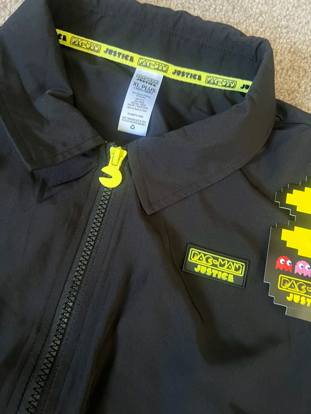 Justice Pac-Man Sleeveless Romper Size XL Plus Girls , Black Zip Front 3