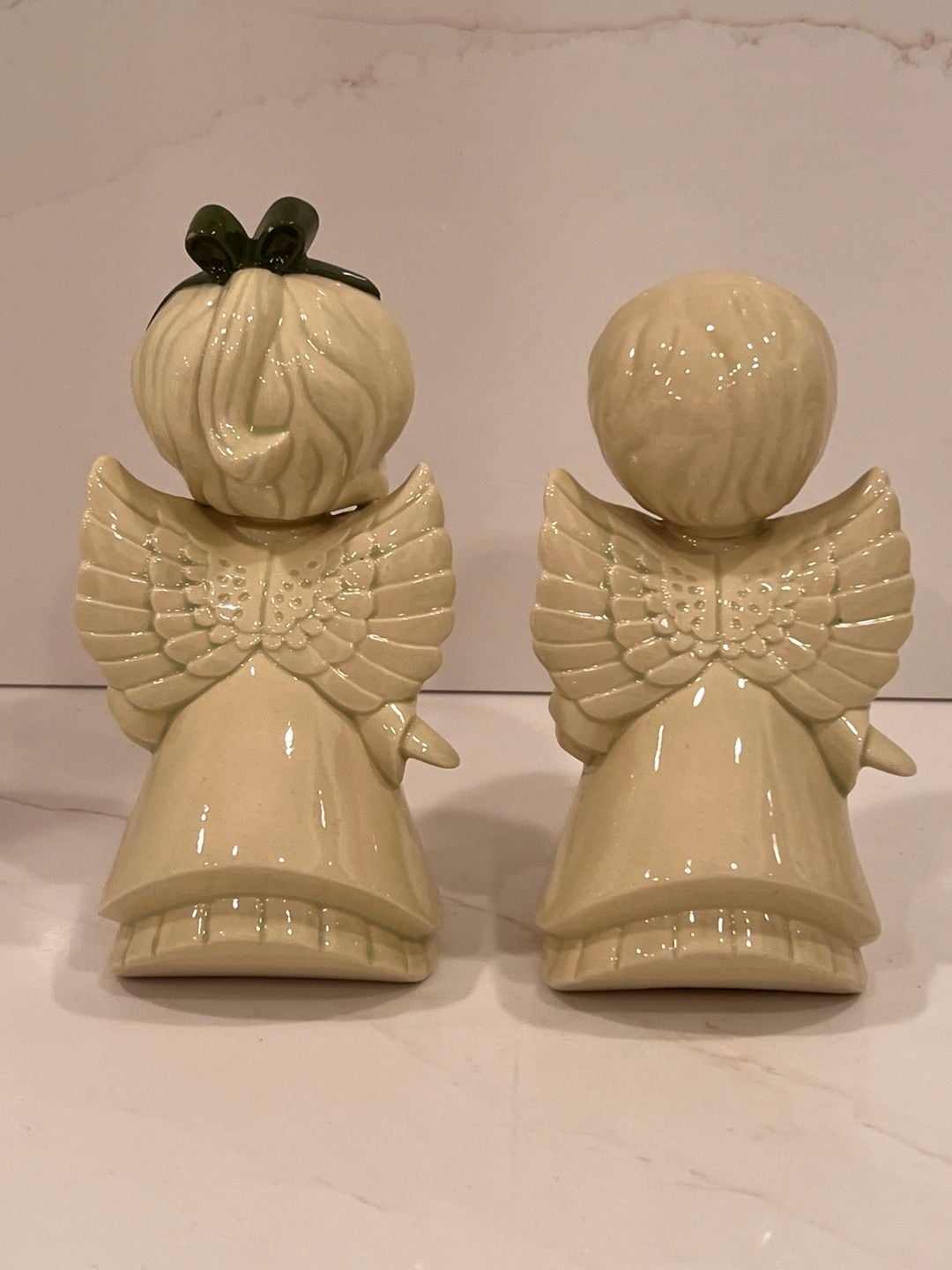 Vintage Ceramic Kissing Angels Boy And Girl Figurines Grandmacore Holiday 5