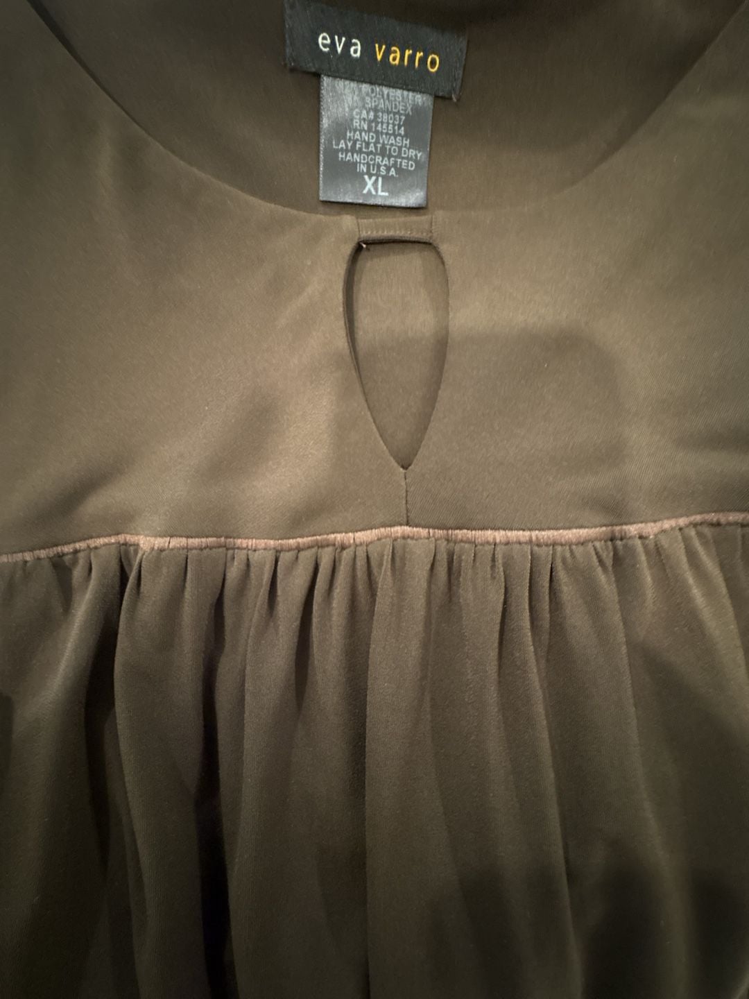 Eva Varro Slinky Knit Tiered Tunic Keyhole Top Bell Sleeve Chocolate Brown XL 8