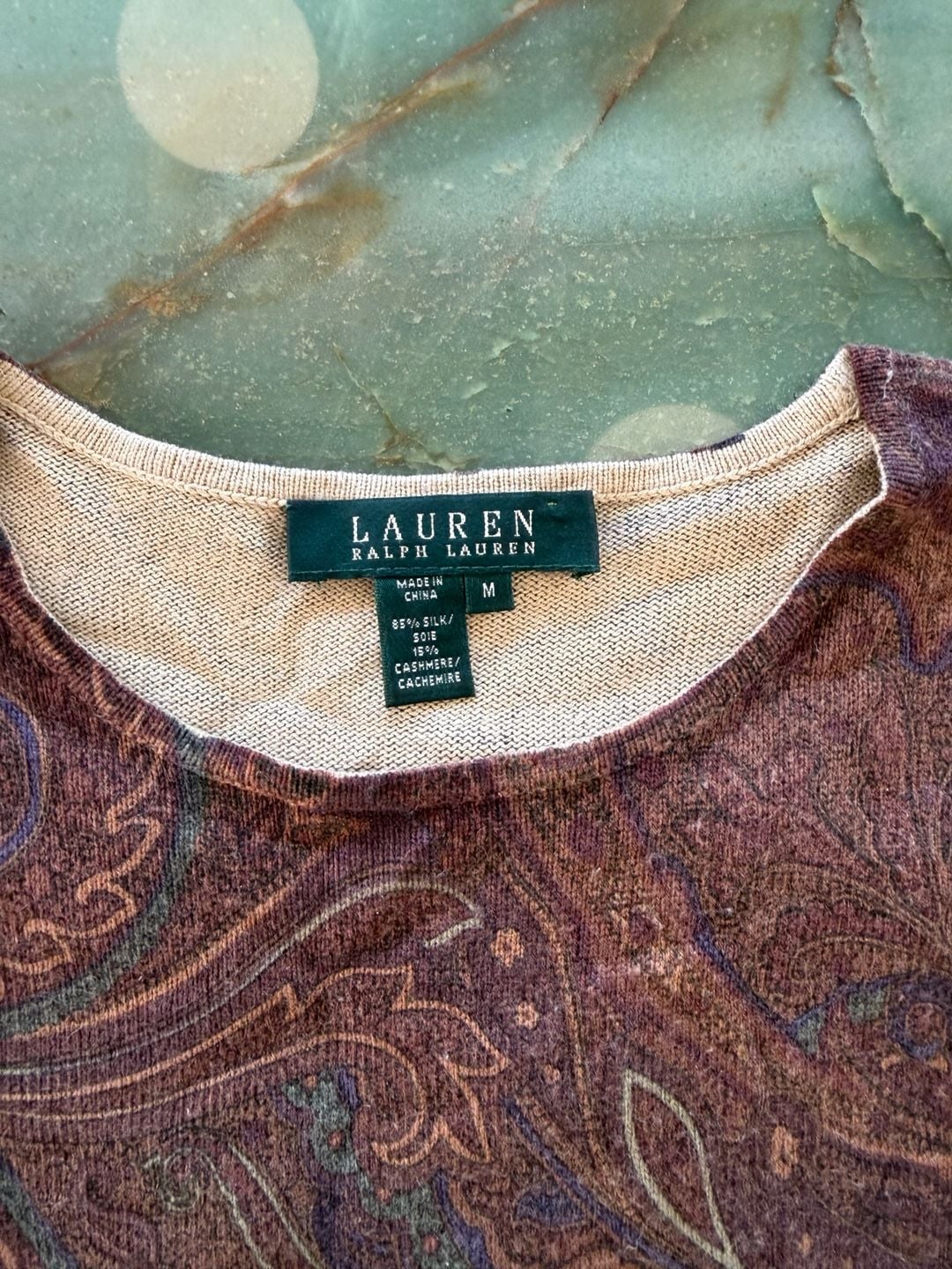 Lauren Ralph Lauren Paisley Silk Cashmere Sweater Size M 4