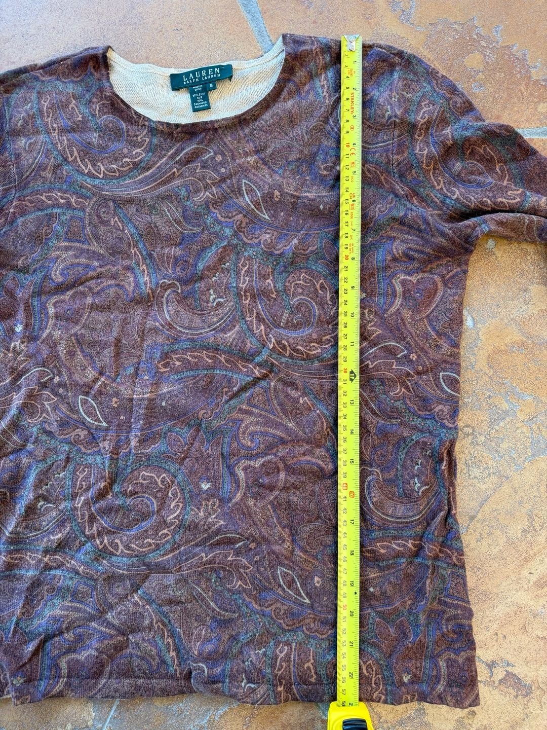 Lauren Ralph Lauren Paisley Silk Cashmere Sweater Size M 7