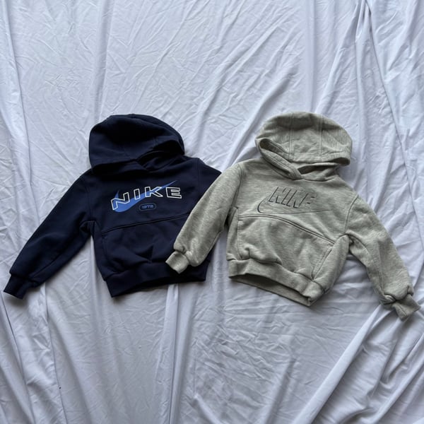 Nike Sportswear Club Fleece Pullover Hoodie Size 2T 1-2Yrs Navy Gray Heather Set