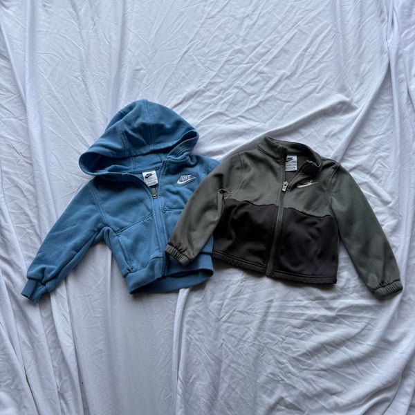 Nike Kids Full Zip Hooded Jackets Lot of 2 Blue Gray 2T 1-2 Yrs