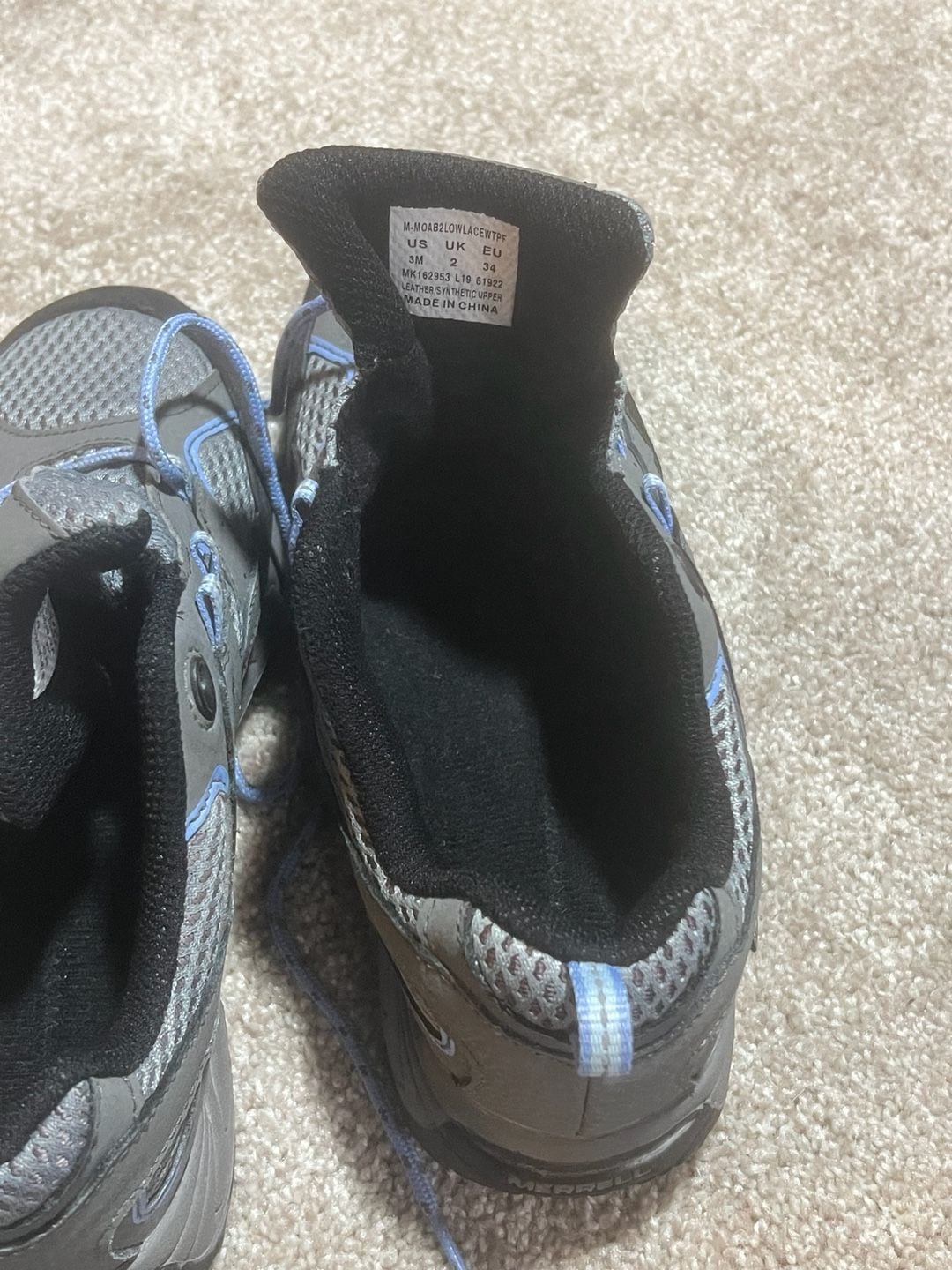 Merrell Kids Moab 2 Low Lace Waterproof Shoe Grey Periwinkle 9