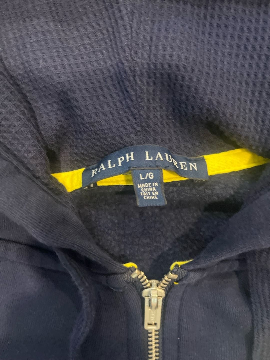 Women’s Ralph Lauren Fleece Full-Zip Hoodie Size L/G Navy Yellow 3