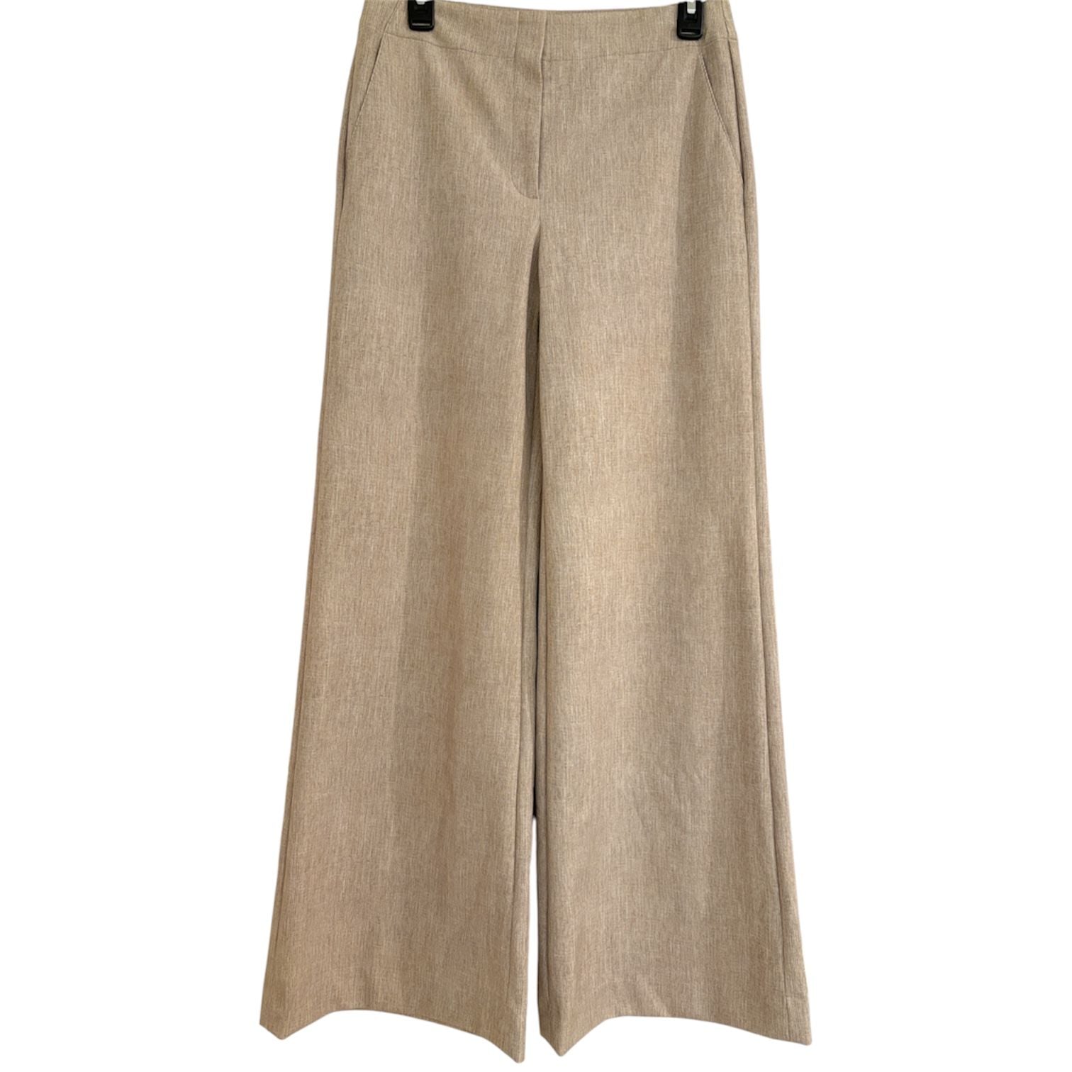 Theory Flat front Wide Leg Ponte Pants Beige Size 6 2