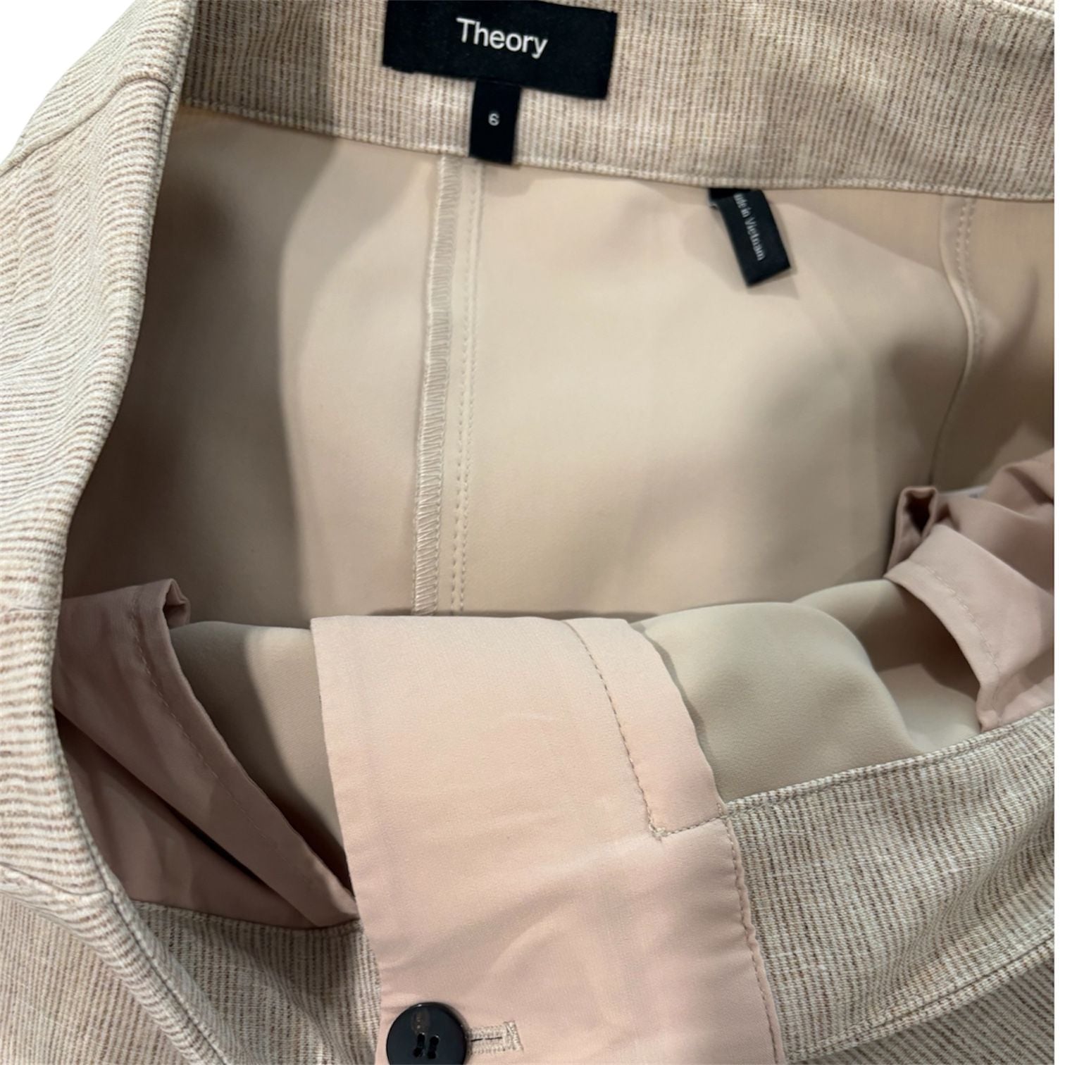 Theory Flat front Wide Leg Ponte Pants Beige Size 6 4