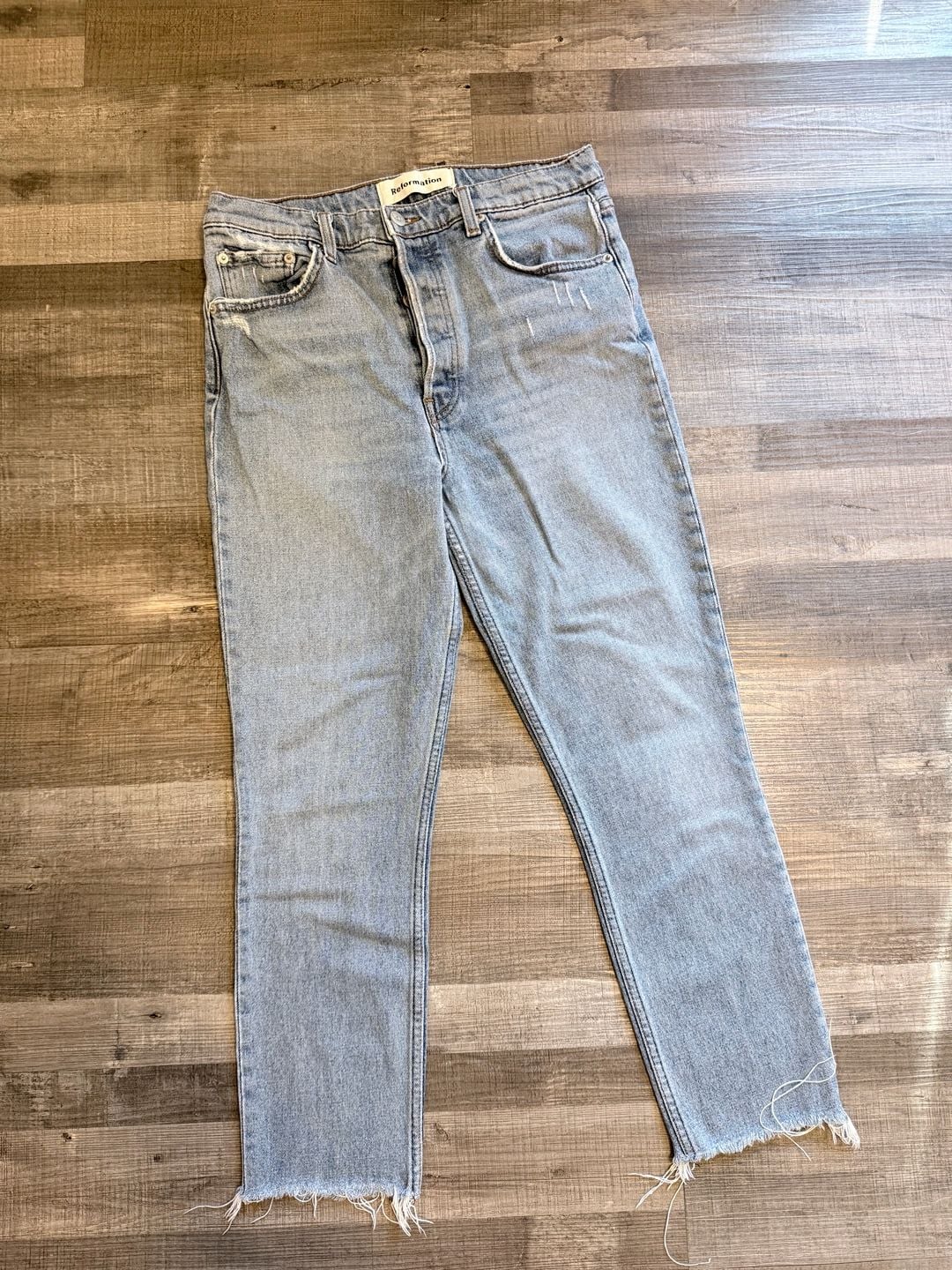Reformation Julia High Cigarette Jean Size 29 Light Wash Distressed 3