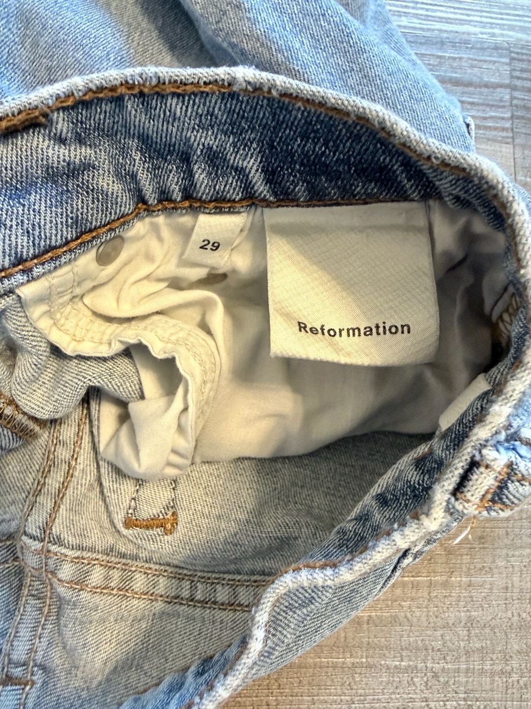 Reformation Julia High Cigarette Jean Size 29 Light Wash Distressed 6