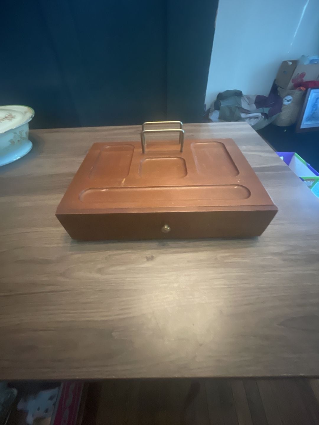 MCM Vintage Walnut Dresser Valet With Drawer 1