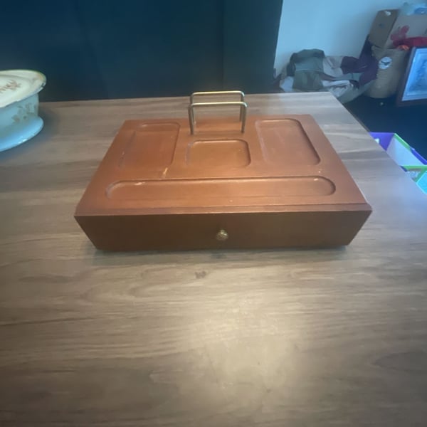 MCM Vintage Walnut Dresser Valet With Drawer