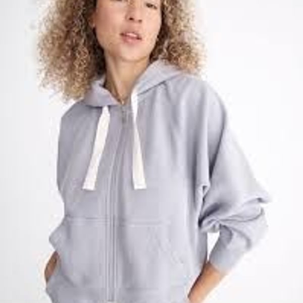 Madewell Textured Waffle Cocoon Hoodie Sweatshirt Lavender Grey