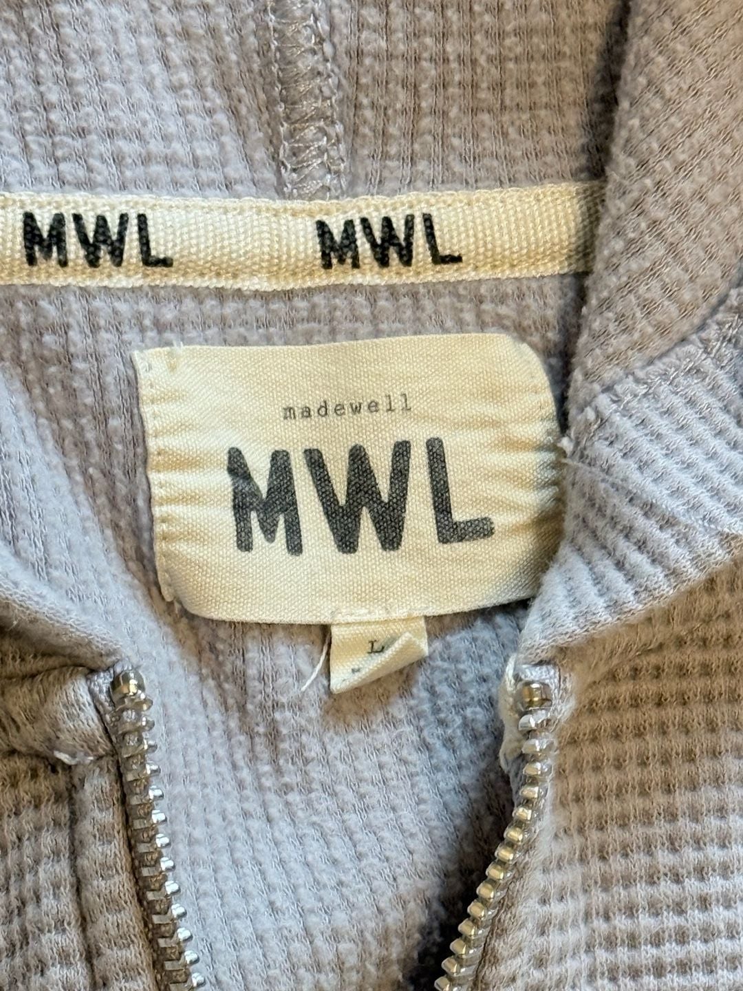 Madewell Textured Waffle Cocoon Hoodie Sweatshirt Lavender Grey 10