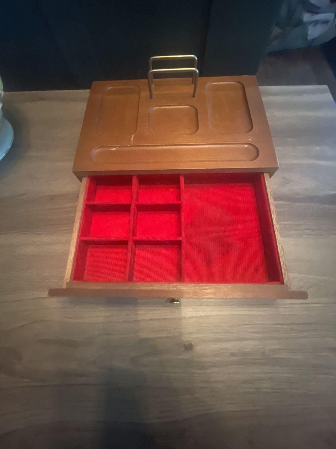 MCM Vintage Walnut Dresser Valet With Drawer 2