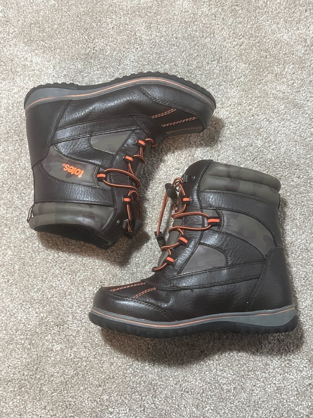 Totes Romeo Camo Toddler Boy's Winter Snow Boots Size 2 Medium -brown and Camo 8