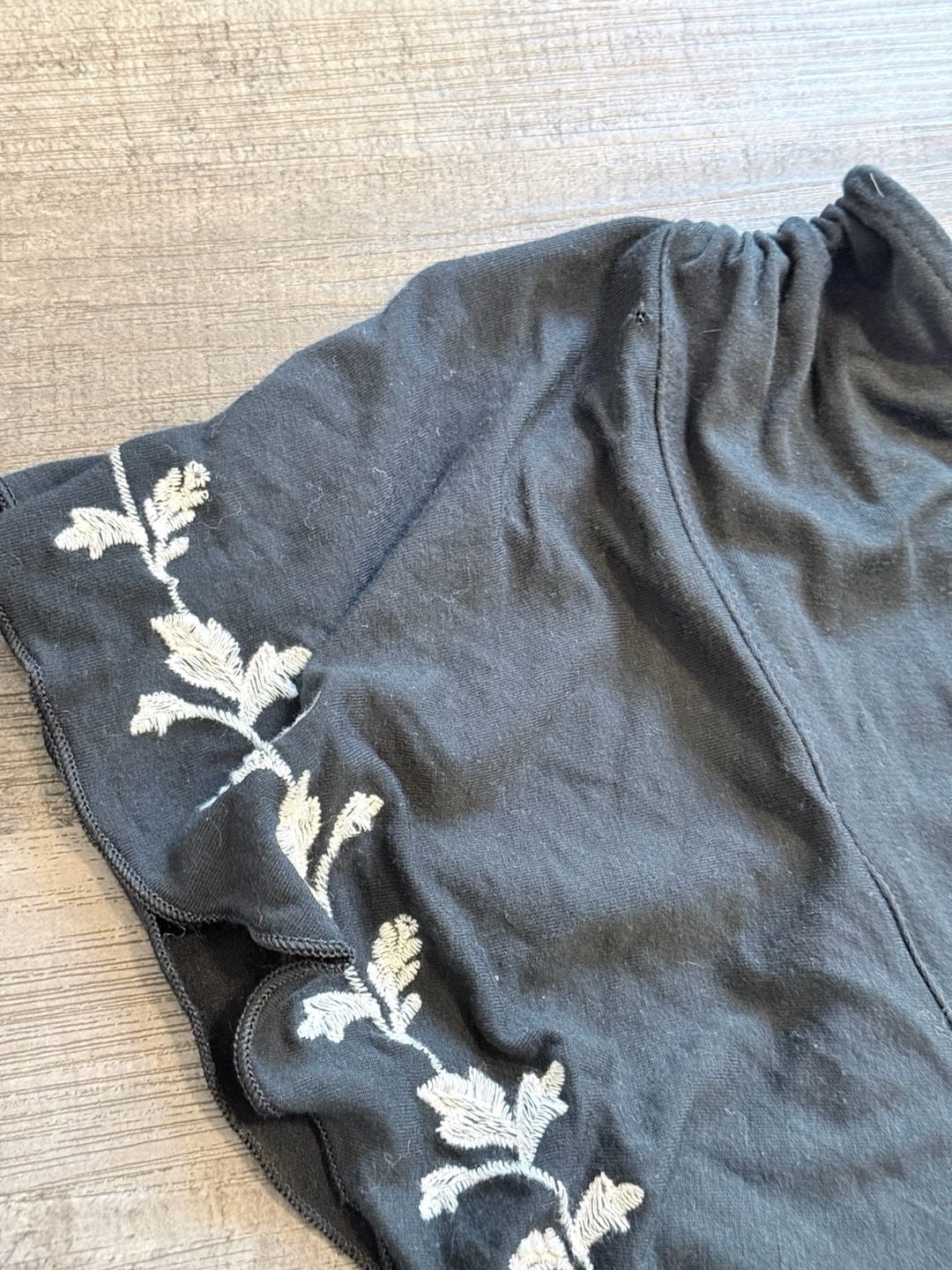 American Eagle Outfitters Black Floral Embroidered Romper with Ruffles 10