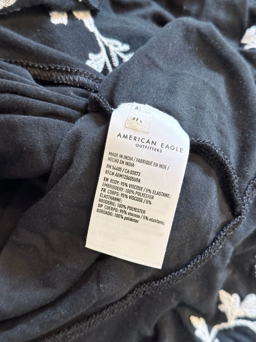 American Eagle Outfitters Black Floral Embroidered Romper with Ruffles 11
