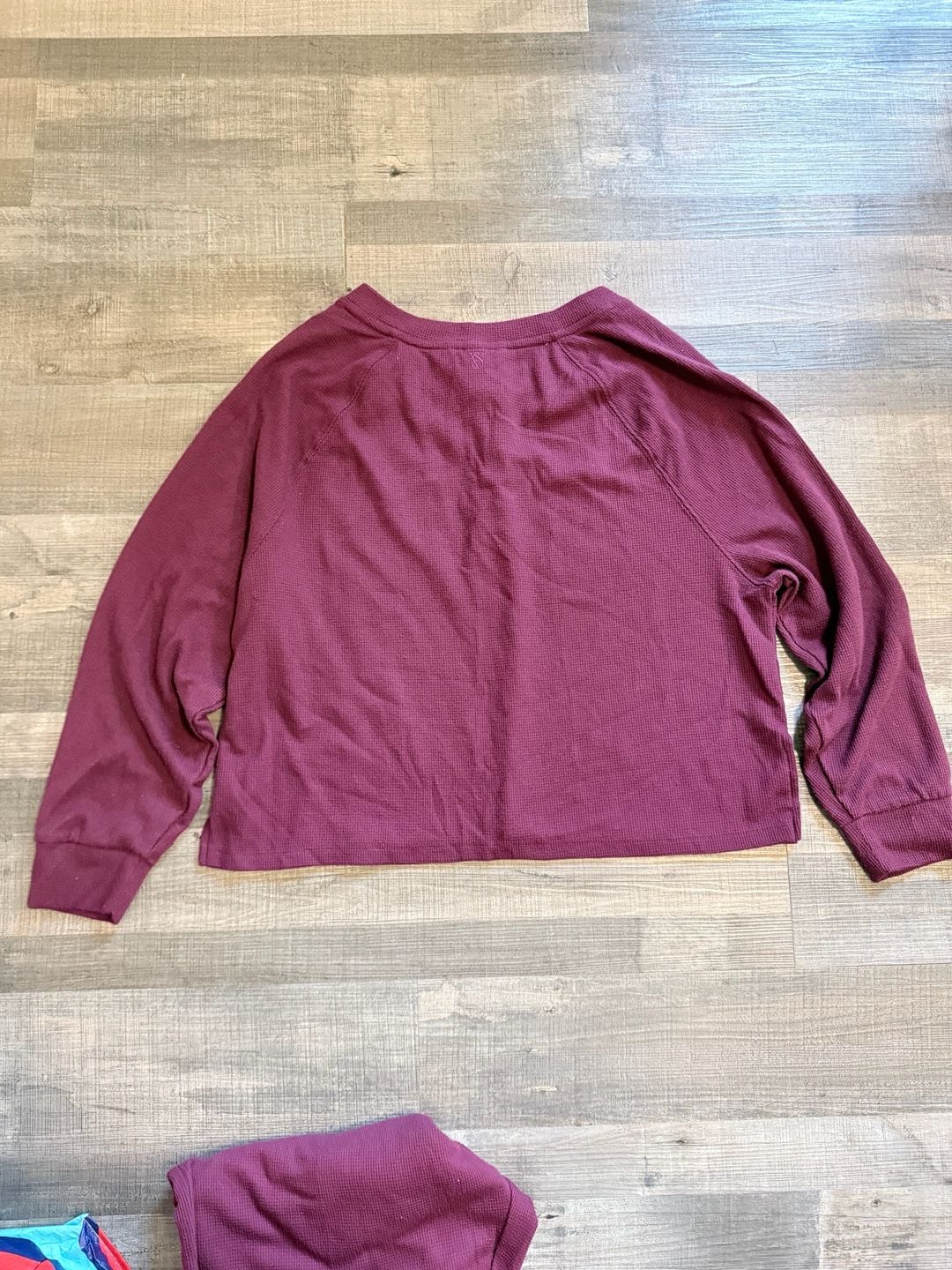 Victoria's Secret Glow Waffle Henley Jogger Pajama Set Size M Short Maroon  9